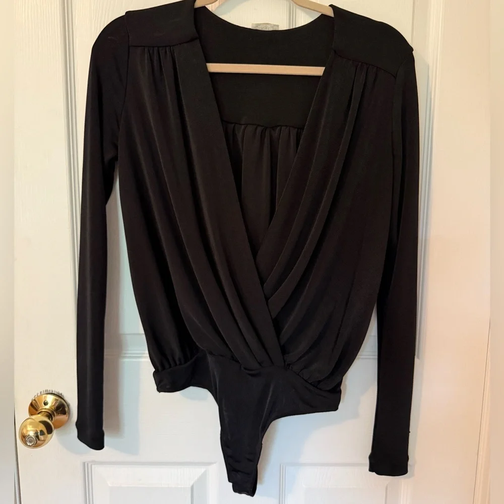 Free People Women’s Black Silky Bodysuit